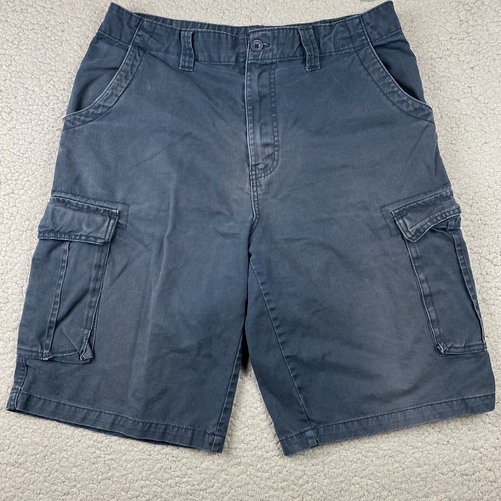 Airwalk Mens Cargo Shorts Outdoor Mid Rise Pockets Flat Front Sz 32 Cotton Navy